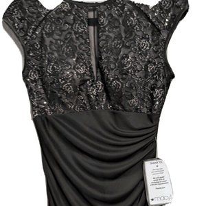NEW MACY'S B&A Betsy and Adam Womens BLACK RUCHED COCKTAIL Party Dress size 10